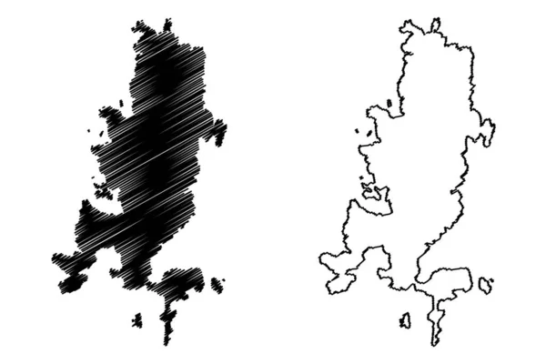 Isla Caprera Cerdeña República Italiana Italia Archipiélago Maddalena Mapa Vector — Vector de stock