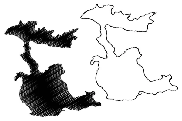 Cunda Isola Repubblica Turchia Mappa Vettoriale Illustrazione Scarabocchio Schizzo Alibey — Vettoriale Stock