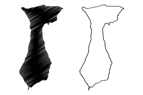 Île Imrali République Turquie Illustration Vectorielle Carte Croquis Gribouillis Imrali — Image vectorielle