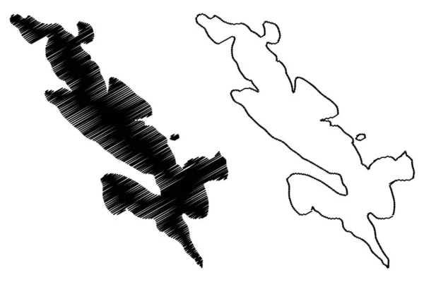 卡普里耶岛 克罗地亚共和国 亚得里亚海 地图矢量图解 速写草图卡普里耶地图 — 图库矢量图片