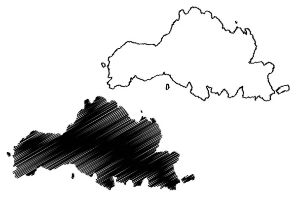헬레니즘 공화국 그리스 키클라데스군도 스케치 Keria Kereia Map — 스톡 벡터