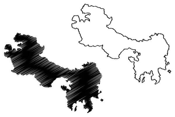 Mapa Leipsoi Řecká Republika Řecko Mapa Vektorové Ilustrace Načmáraná Mapa — Stockový vektor