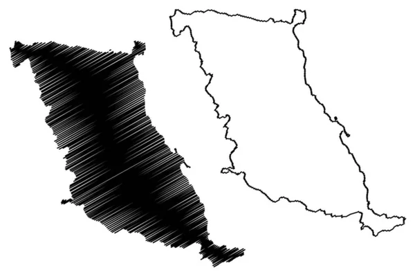 Marettimo Ostrov Italská Republika Itálie Sicílie Mapa Vektorová Ilustrace Čmáranice — Stockový vektor