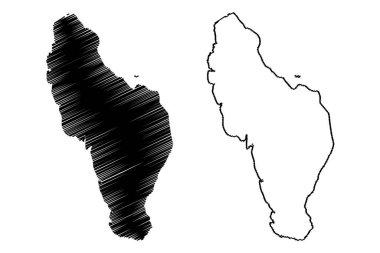 Sazan adası (Arnavutluk Cumhuriyeti) harita vektör çizimi, çizim Sazan haritası