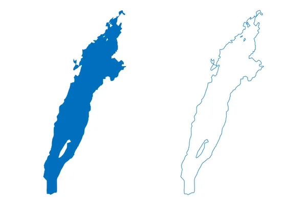 Jezioro Vattern Królestwo Szwecji Mapa Wektor Ilustracja Scribble Szkic Mapa — Wektor stockowy