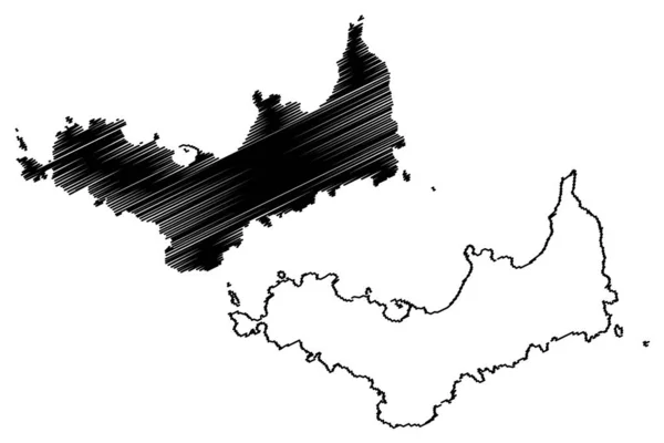 Ilha Porquerolles República Francesa França Mapa Ilustração Vetorial Esboço Rabiscos — Vetor de Stock