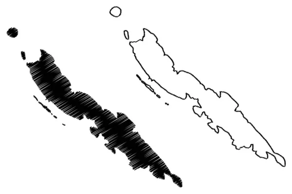 Premuda岛 克罗地亚共和国 亚得里亚海 萨达群岛 地图矢量图解 笔迹草图 — 图库矢量图片