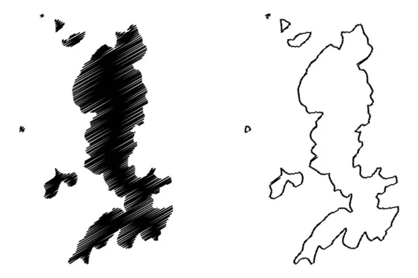 スカンツオラ島 ギリシャ共和国 ギリシャ島 スポーラデス諸島 地図ベクトル図 スケッチブルスケッチスカンディラ島 スカンドラ島 スカンデイラ地図 — ストックベクタ