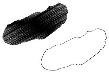 Aguiguan Adası (Kuzey Mariana Adaları Eyaleti, Pasifik Okyanusu, Amerika Birleşik Devletleri) harita vektör çizimi, çizim Aguijan, Aguigan veya Aguihan haritası