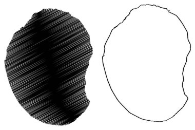 Daphne Major Adası (Ekvador Cumhuriyeti, Pasifik Okyanusu, Latin veya Güney Amerika, Galapagos Adaları, Archipielago de Colon) harita vektör çizimi, karalama çizimi Daphne Major Adası haritası