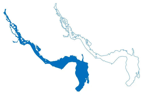 Waduk Kaniv Ukraina Sungai Dnieper Gambar Vektor Peta Sketsa Coretan - Stok Vektor