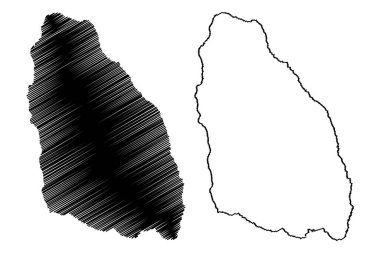 Pinta Adası (Ekvador Cumhuriyeti, Pasifik Okyanusu, Latin veya Güney Amerika, Galapagos Adaları, Archipielago de Colon) harita vektör çizimi, karalama çizimi Isla Abingdon veya Louis harita çizimi
