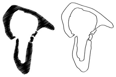 Tupai Adası (Fransa, Fransa Cumhuriyeti, Pasifik Okyanusu, Society Adaları Takımadaları, Fransız Polinezyası) harita vektör çizimi, çizim Motu Iti haritası