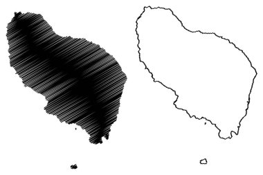 Umboi Adası (Yeni Gine, Pasifik Okyanusu, Bismarck Takımadası) harita vektör çizimi, karalama çizimi Rooke veya Siassi haritası