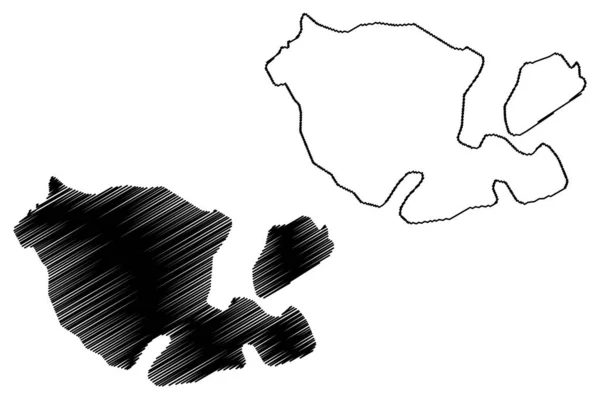 Vanikoro岛 所罗门群岛 太平洋 圣克鲁斯群岛 地图矢量图解 速写草图Banie和Teanu地图 — 图库矢量图片