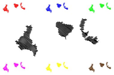 Chafarinas Adaları (İspanya Krallığı, Akdeniz) harita vektör çizimi, çizim Zafarin, Djaferin veya Zafarani, Isla del Congreso, Rey ve Isabel II harita