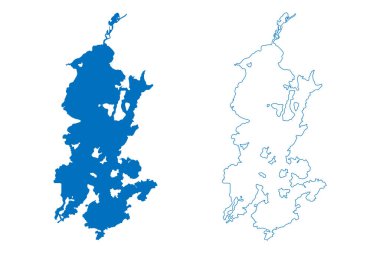 Vodlozero Gölü (Rusya, Rusya Federasyonu, Karelia Cumhuriyeti) harita vektör çizimi, çizim Vodlajarvi haritası