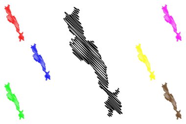 Bulundurma adası (Namibya Cumhuriyeti) harita vektör illüstrasyonu, taslak çizim Ele geçirme haritası