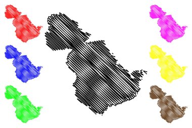 Mousa adası (Büyük Britanya Birleşik Krallığı ve Kuzey İrlanda, İskoçya, Shetland adaları) harita vektör çizimi, Mosey harita adasının karalama çizimi