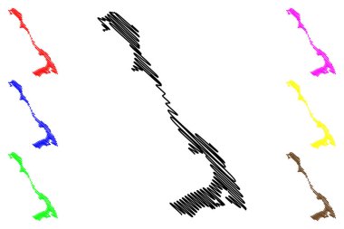 Kedi Adası (Bahamalar Cumhuriyeti, Orta Amerika, Karayip Adaları) harita vektör çizimi, çizim çizimi Kedi haritası