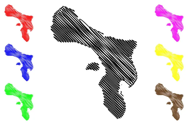 博内尔岛 荷兰王国 荷属安的列斯 美洲新生代 加勒比岛屿 地图矢量图解 速写草图 — 图库矢量图片