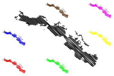 Cayo Romano ve Cayo Coco adaları (Küba Cumhuriyeti, Cenrtal Amerika, Karayip adaları) harita vektör çizimi, çizim haritası