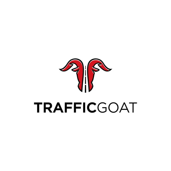 Иллюстрация Абстракция Goat Head Negative Space Road Logo Design — стоковый вектор