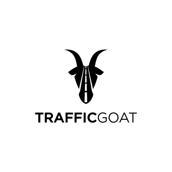Иллюстрация Абстракция Goat Head Negative Space Road Logo Design — стоковый вектор