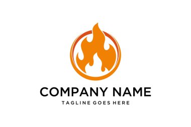 Çizimler soyut çember kırmızı ateş alevi logosu tasarımı