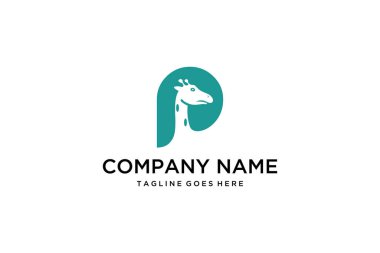 Görüntü negatif uzay zürafası P harfi logo tasarımında