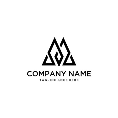 Çizim soyut üçgeni M harfi logo dizaynını oluşturur