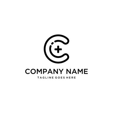 Görüntü soyut C harfi. Ortadaki logo tasarımında artı işareti var.