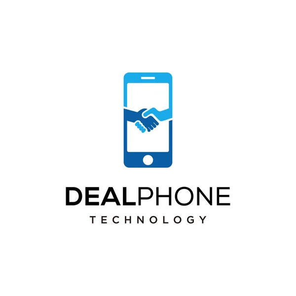 Ilustración Smartphone Abstracto Con Diseño Logotipo Acuerdo Apretón Manos — Vector de stock