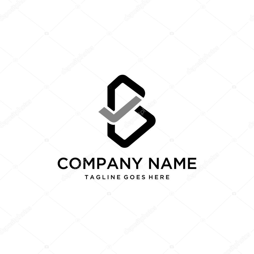 Illustration abstract check mark with letter B modern logo design