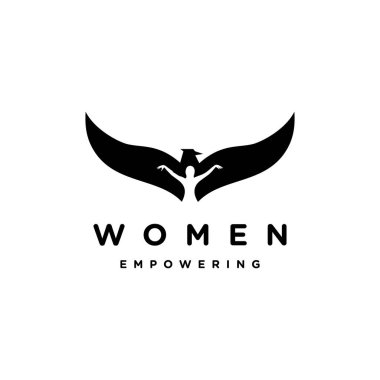 Logo tasarımındaki kadınla birlikte uçan bir kartal siluetinin tasviri