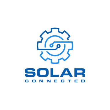 Bir vites logosunda soyut dijital bağlantı işareti çizimi