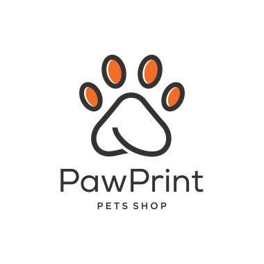 Köpek ayak izleri tasviri basit bir patiyi modern hale getirdi sevimli bir çizgi film logosu tasarımı gibi.