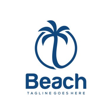 Palmiye ağacının daire şeklinde logo tasarımı ile soyut güzellik sahili.