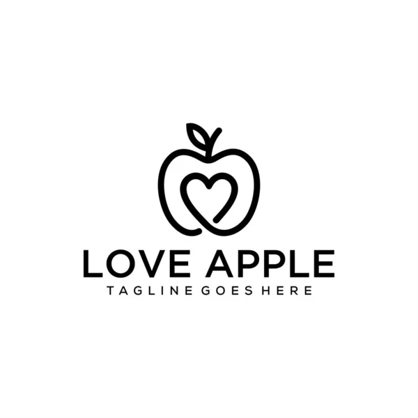 Illustration Pomme Abstraite Avec Logo Signe Amour Design — Image vectorielle