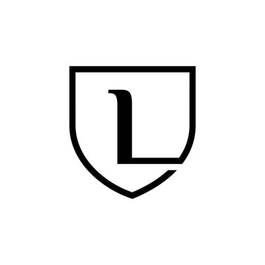 Kalkan koruma logosu tasarımlı L harfi işareti.