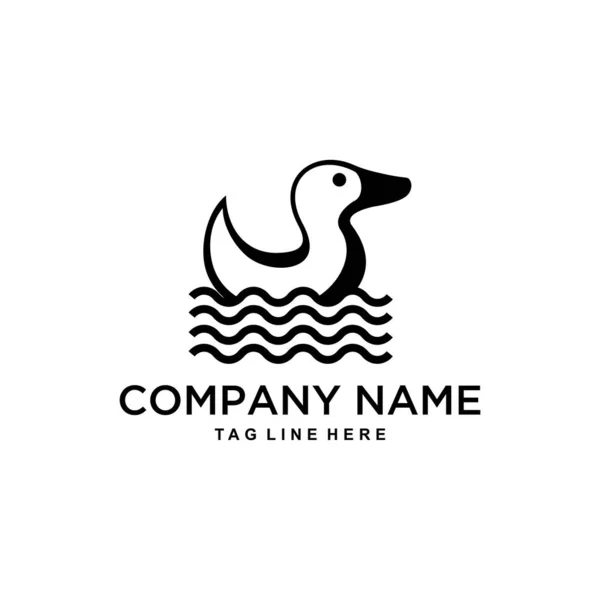 Illustration Silhouette Petit Canard Natation Logo Design — Image vectorielle