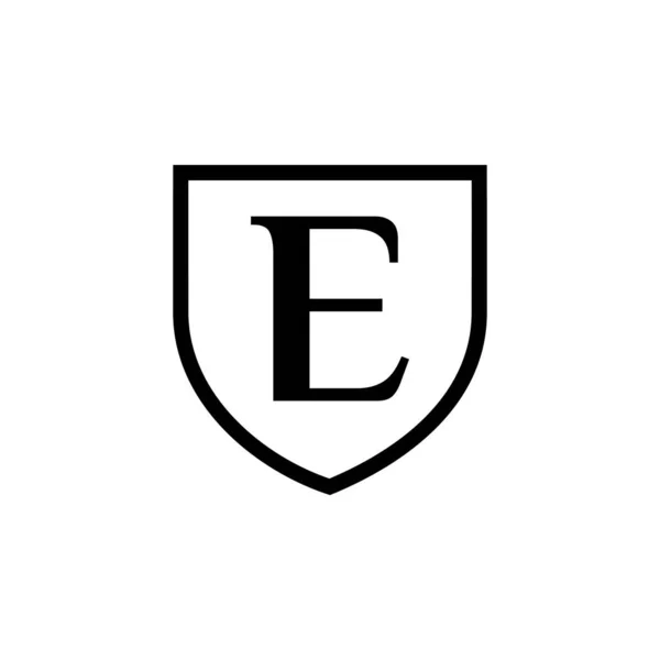 带有屏蔽保护标识设计的字母E符号说明 — 图库矢量图片