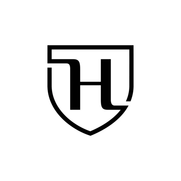 アルファベット文字のイラストシールド保護ロゴデザインのHサイン — ストックベクタ