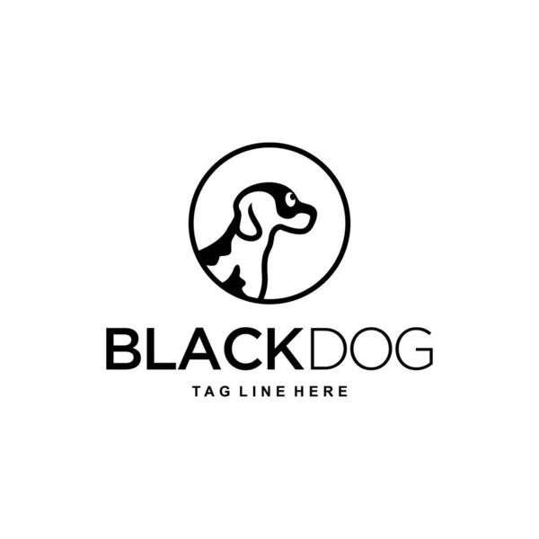 Komik Logo Tasarımlı Bir Dairenin Içindeki Küçük Köpek Tasviri — Stok Vektör