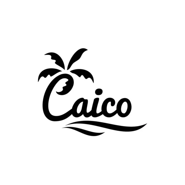 Иллюстрация Красивого Пляжного Знака Логотипом Кокосовых Деревьев — стоковый вектор