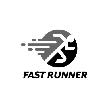 İlham işareti logosu insanlar bitiş çizgisi logosuna doğru hızla koşarlar.