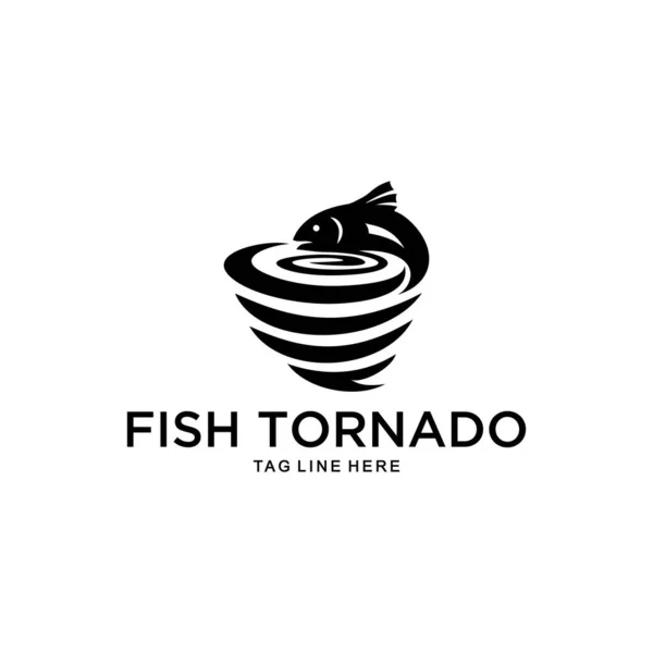 Иллюстрация Абстрактной Рыбы Сочетании Дизайном Логотипа Ветра Торнадо — стоковый вектор