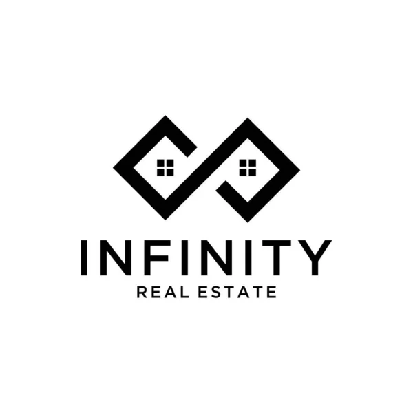 Ilustración Del Logotipo Infinito Que Forma Simétricamente Asemeja Dos Casas — Vector de stock