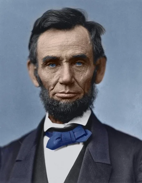 Foto Potret Presiden Abraham Lincoln Berwarna Secara Manual Foto Asli — Stok Foto