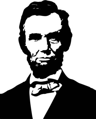 Başkan Abraham Lincoln 'ün siyah beyaz silueti. Başkan Abraham Lincoln' ün 1863 'teki portresi. İç Savaş sırasında Amerika Birleşik Devletleri 'ne önderlik eden Amerikalı bir politikacıydı..